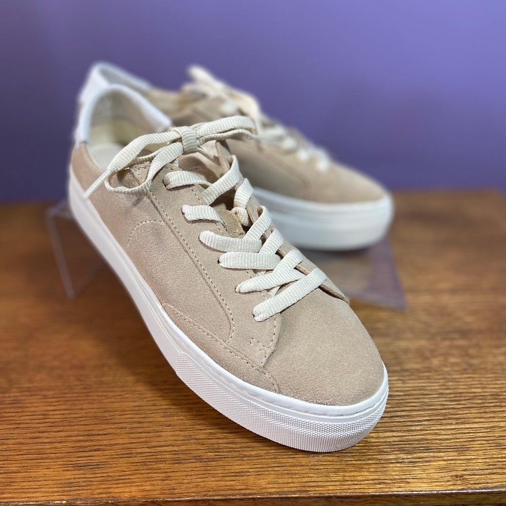 Soludos Women's The Ibiza Platform Sneaker 6 Sand Suede Casual Travel Neutral - Picture 4 of 12